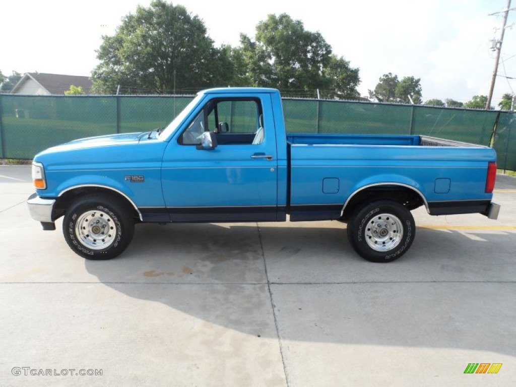 1995 F150 XL Regular Cab - Bright Sapphire Pearl Metallic / Blue photo #6