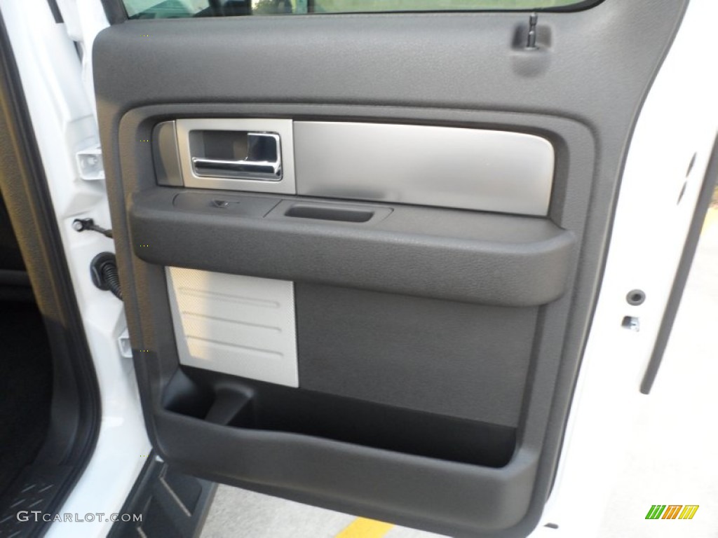 2012 Ford F150 SVT Raptor SuperCrew 4x4 Raptor Black Leather/Cloth Door Panel Photo #66601920