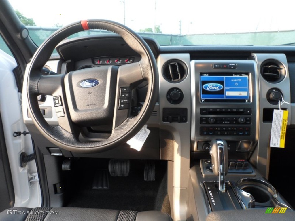 2012 Ford F150 SVT Raptor SuperCrew 4x4 Raptor Black Leather/Cloth Dashboard Photo #66601996