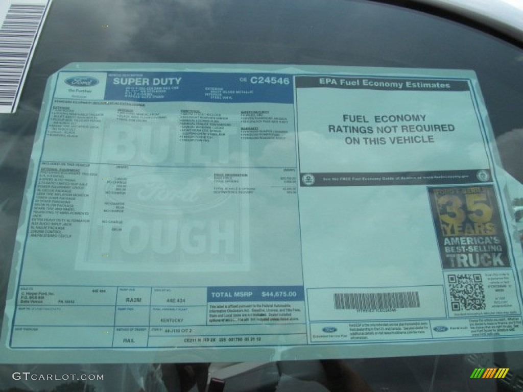 2012 Ford F350 Super Duty XL Regular Cab 4x4 Dually Window Sticker Photo #66602040