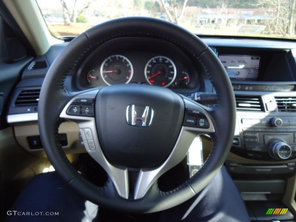 2012 Honda Accord EX-L V6 Coupe Ivory Steering Wheel Photo #66605170