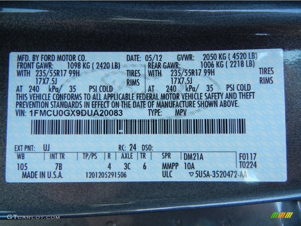 2013 Escape Color Code UJ for Sterling Gray Metallic Photo #66609276