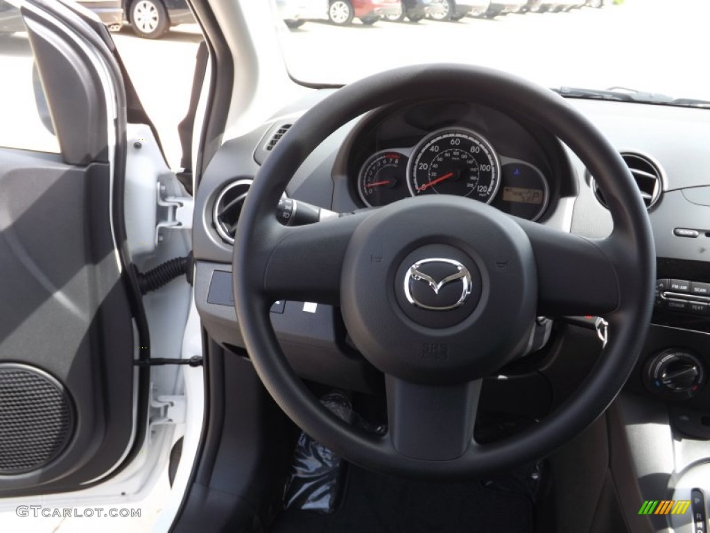 2012 Mazda MAZDA2 Sport Black Steering Wheel Photo #66613835
