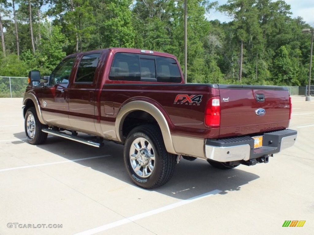 2012 F250 Super Duty Lariat Crew Cab 4x4 - Autumn Red Metallic / Adobe photo #7