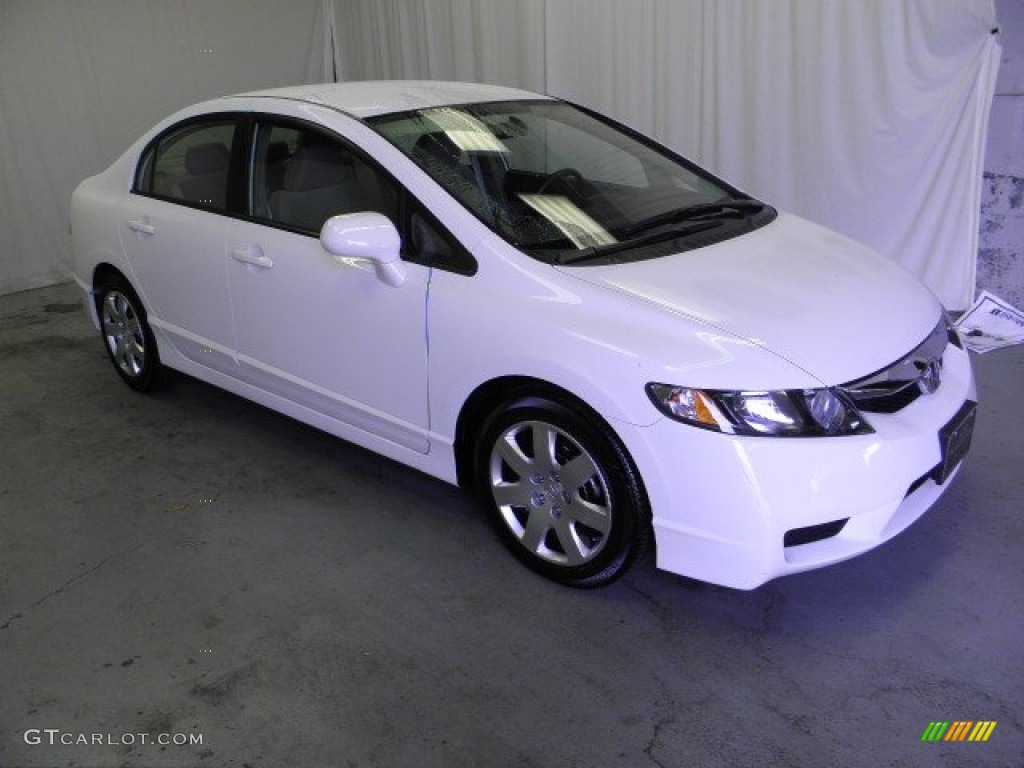 2010 Civic LX Sedan - Taffeta White / Beige photo #1