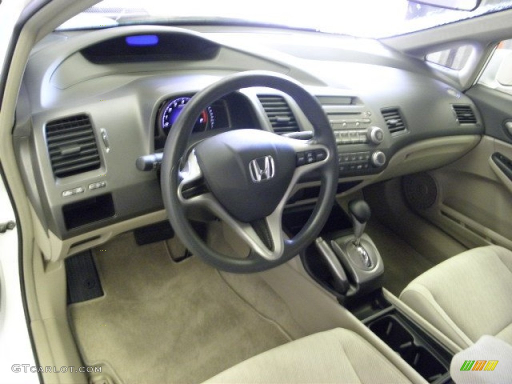 2010 Civic LX Sedan - Taffeta White / Beige photo #7