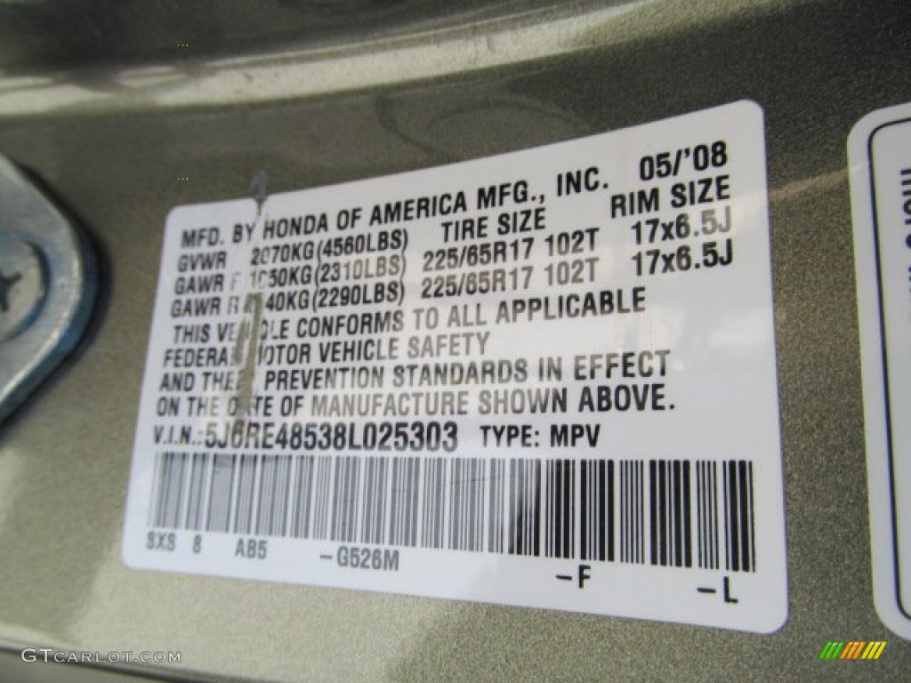 2008 CR-V EX 4WD - Green Tea Metallic / Ivory photo #19