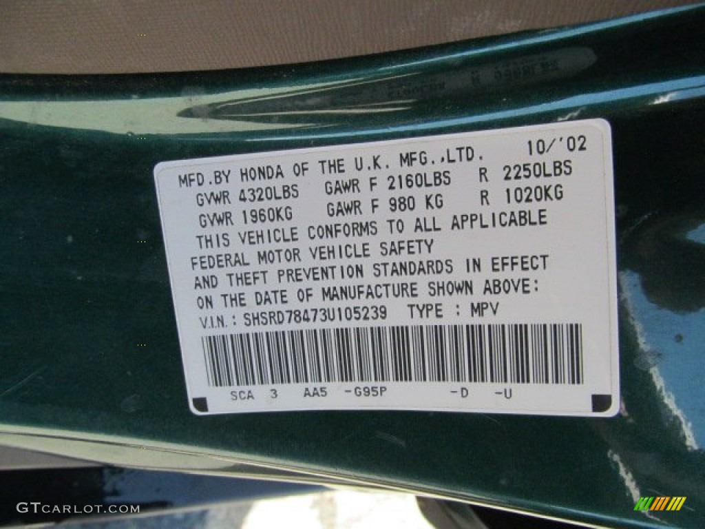 2003 CR-V LX 4WD - Clover Green Pearl / Saddle photo #19
