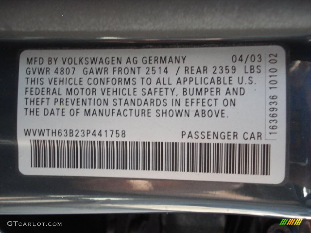 2003 Passat GLX 4Motion Sedan - Blue Anthracite Pearl / Black photo #25