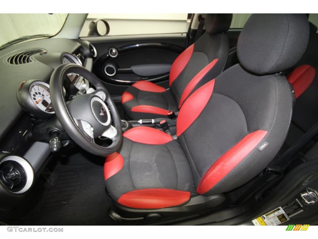 Black/Rooster Red Interior 2009 Mini Cooper S Hardtop Photo #66629339