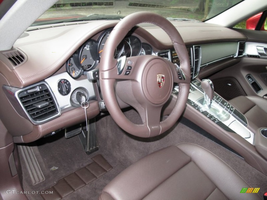 2012 Porsche Panamera 4 Espresso Steering Wheel Photo #66636692