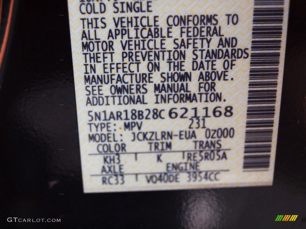 2008 Pathfinder Color Code KH3 for Super Black Photo #66639614