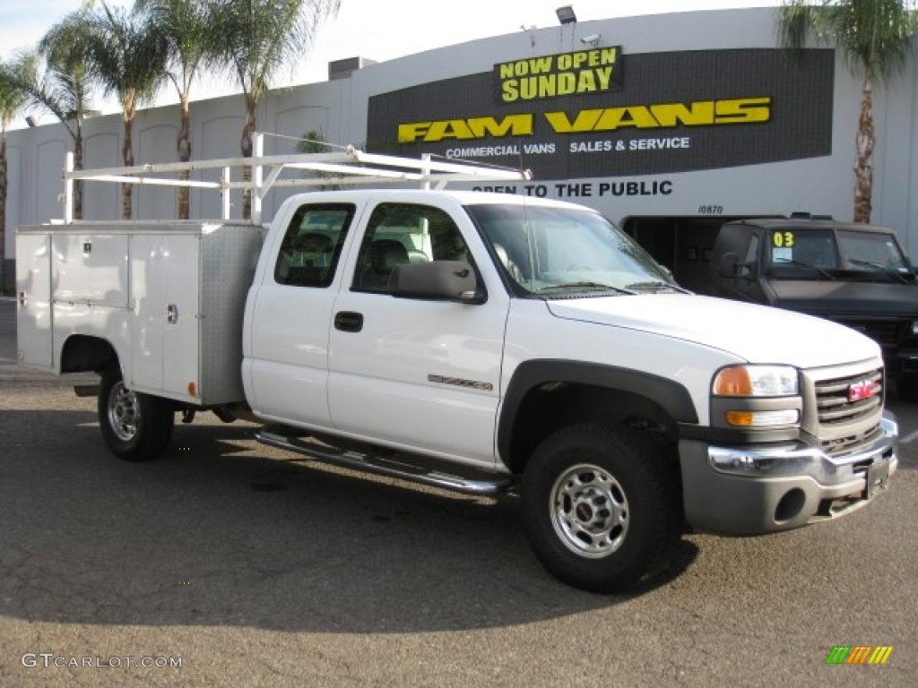 2004 Sierra 2500HD Work Truck Extended Cab Utility - Summit White / Dark Pewter photo #1