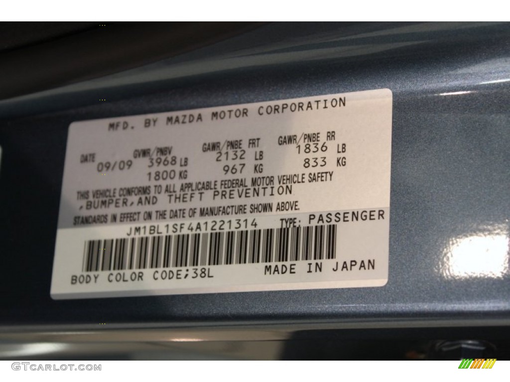 2010 MAZDA3 Color Code 38L for Gunmetal Blue Mica Photo #66648488