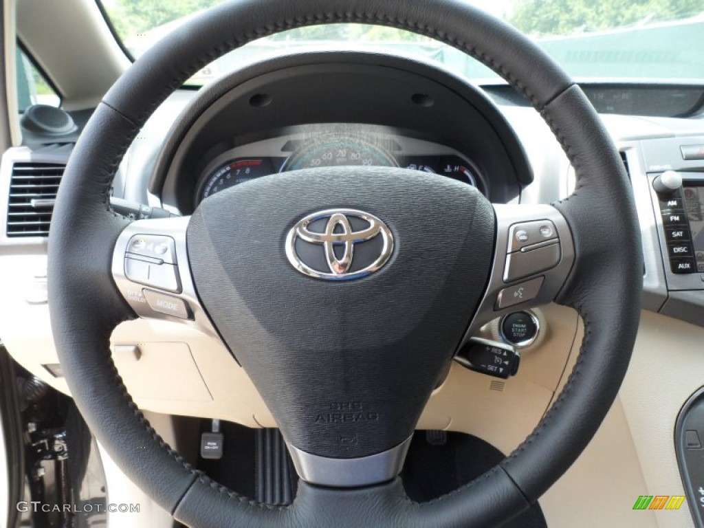 2012 Toyota Venza Limited Ivory Steering Wheel Photo #66656372
