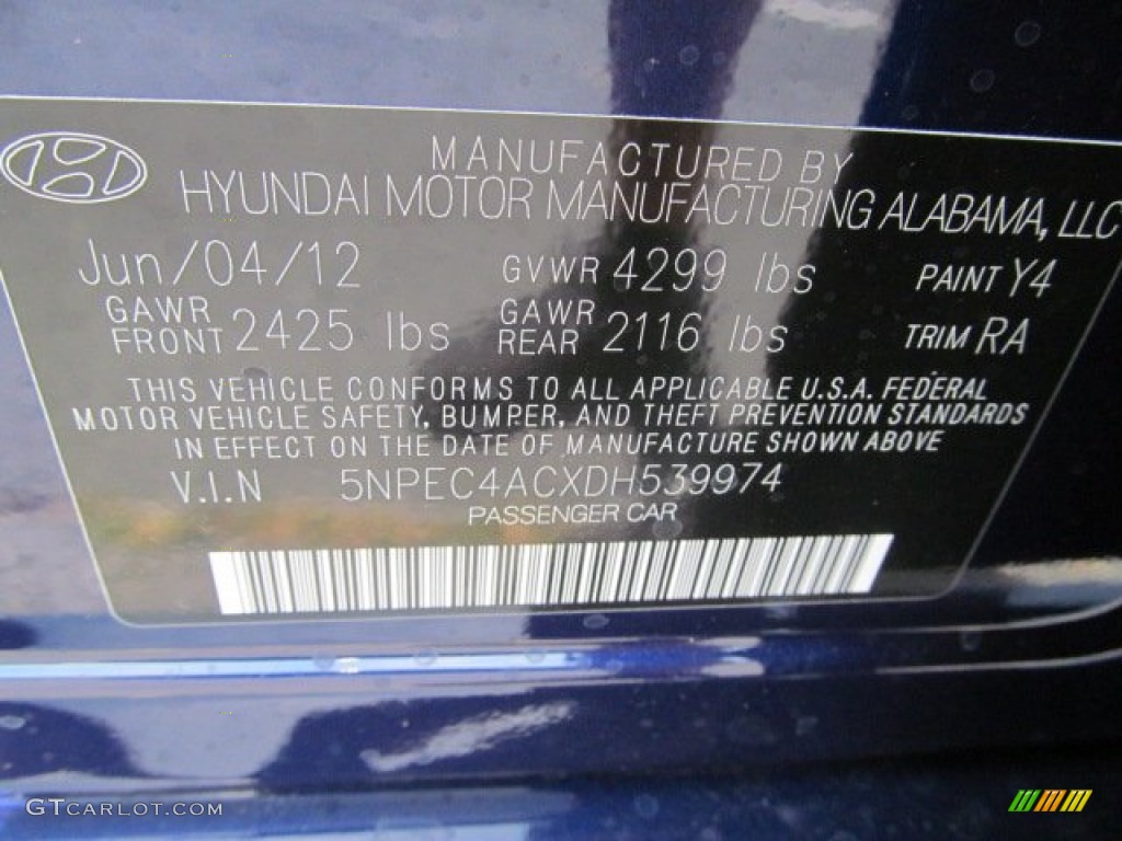 2013 Sonata SE - Indigo Night Blue / Gray photo #10