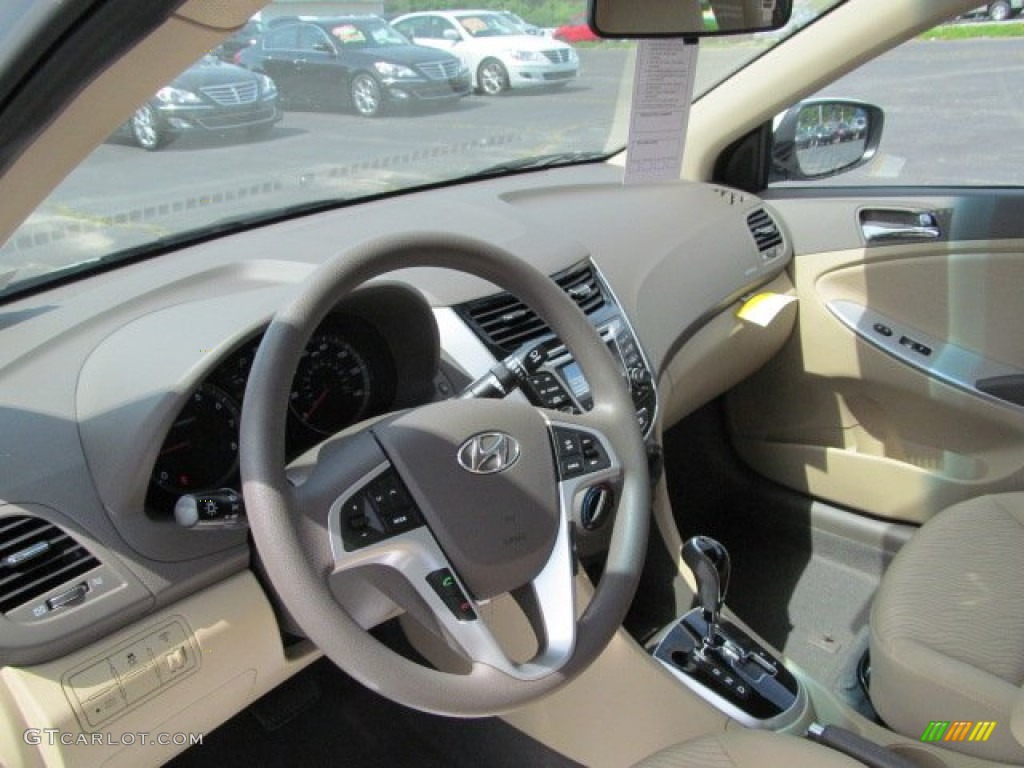 2013 Hyundai Accent GLS 4 Door Beige Dashboard Photo #66659036