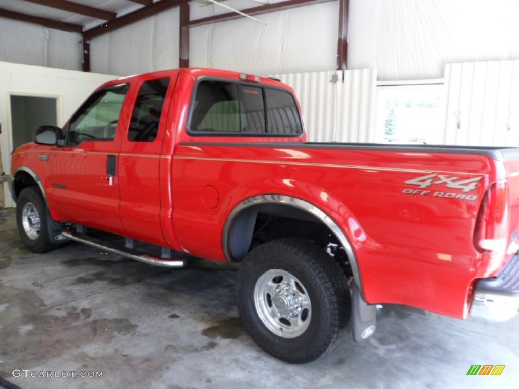2002 F250 Super Duty Lariat SuperCab 4x4 - Red Clearcoat / Medium Parchment photo #5