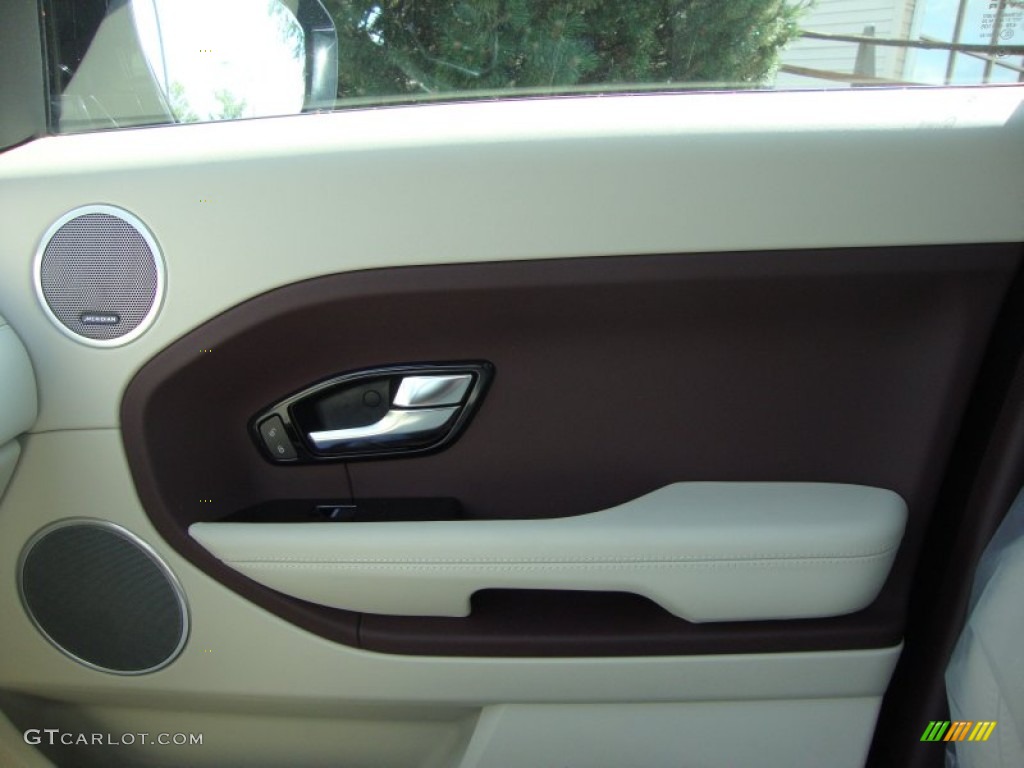 2012 Land Rover Range Rover Evoque Prestige Ivory/Dark Cherry Door Panel Photo #66674630