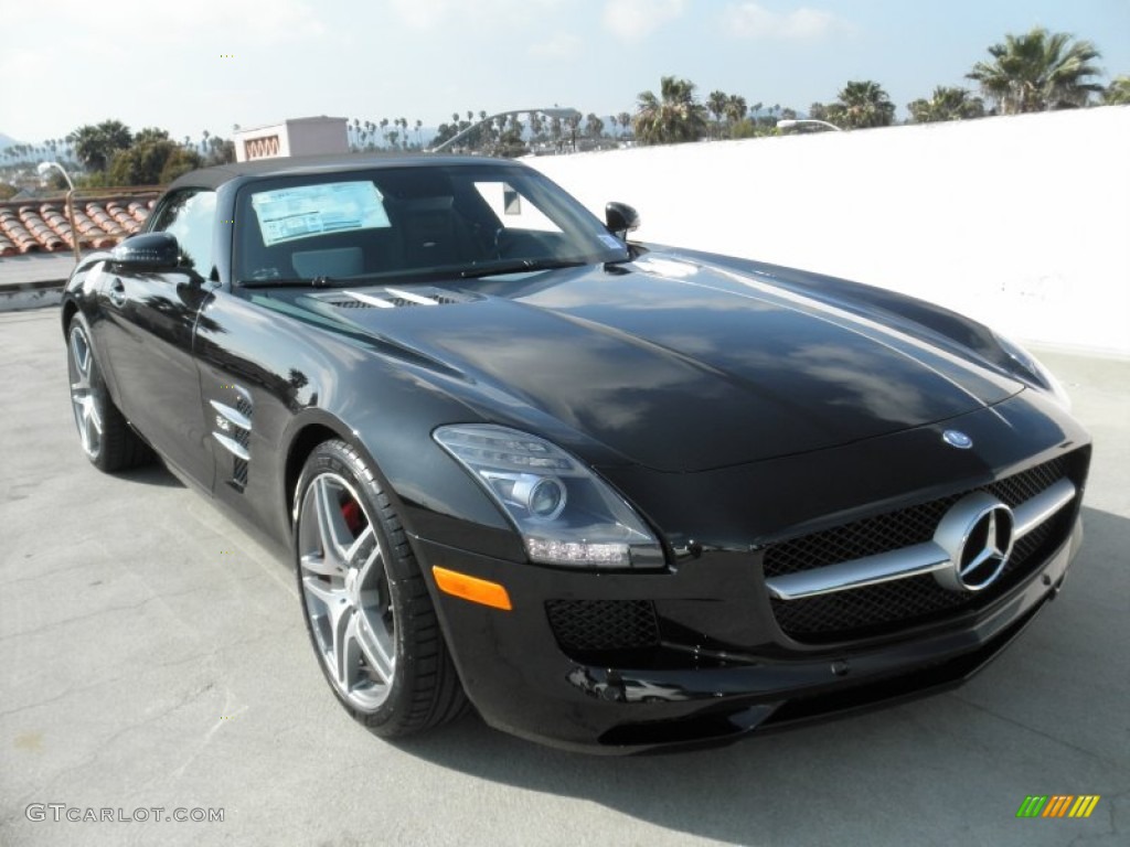 Obsidian Black Metallic 2012 Mercedes-Benz SLS AMG Roadster Exterior Photo #66681587