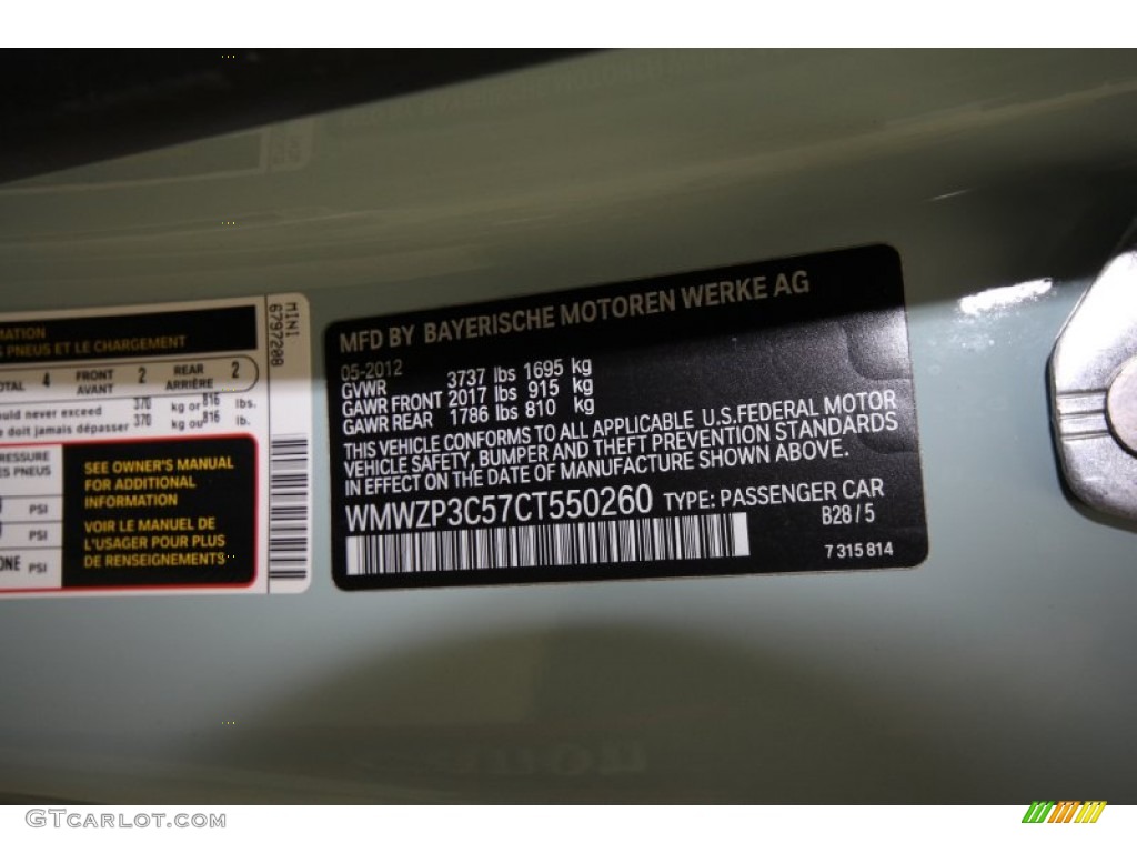 2012 Cooper Color Code B28 for Ice Blue Photo #66689060