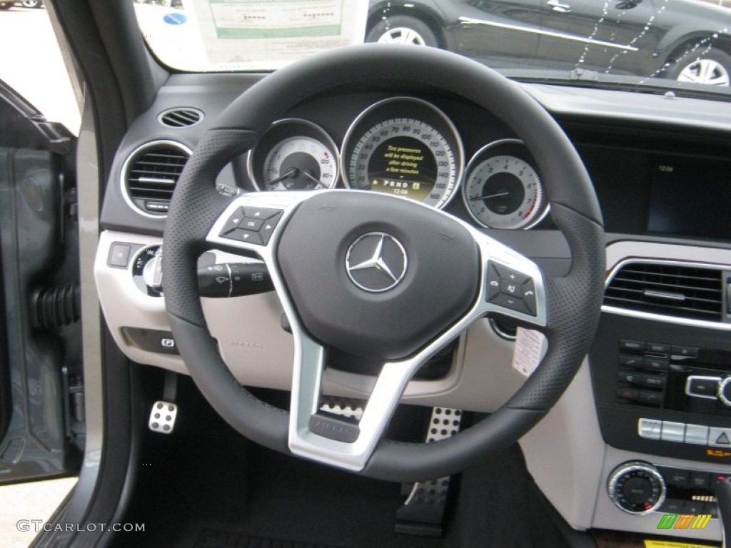 2012 Mercedes-Benz C 250 Sport Ash Steering Wheel Photo #66690782