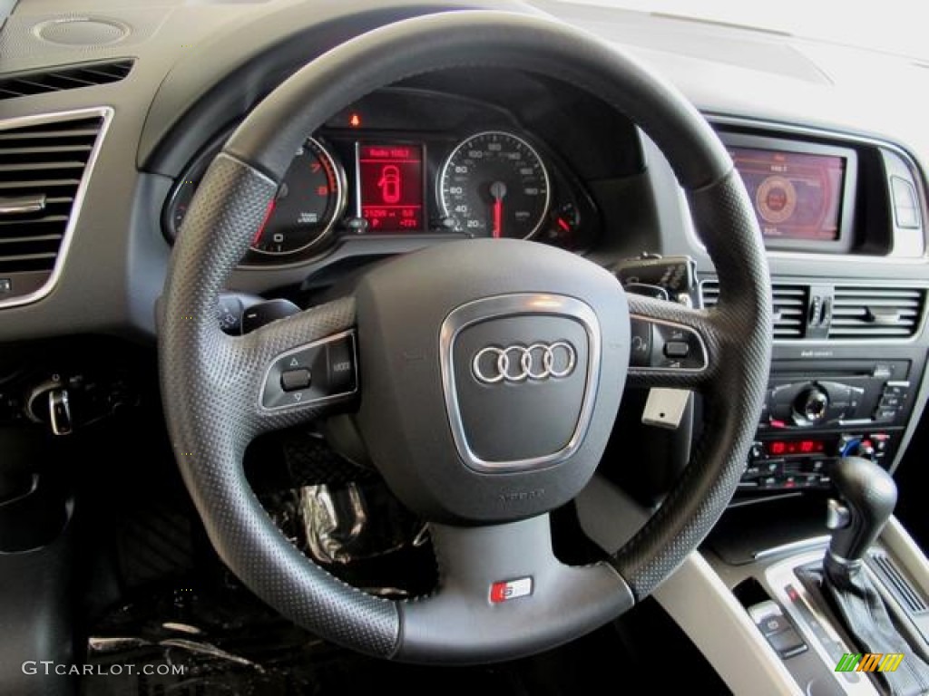 2010 Audi Q5 3.2 quattro Black Steering Wheel Photo #66692774