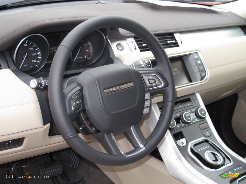 2012 Land Rover Range Rover Evoque Pure Almond/Espresso Steering Wheel Photo #66692846