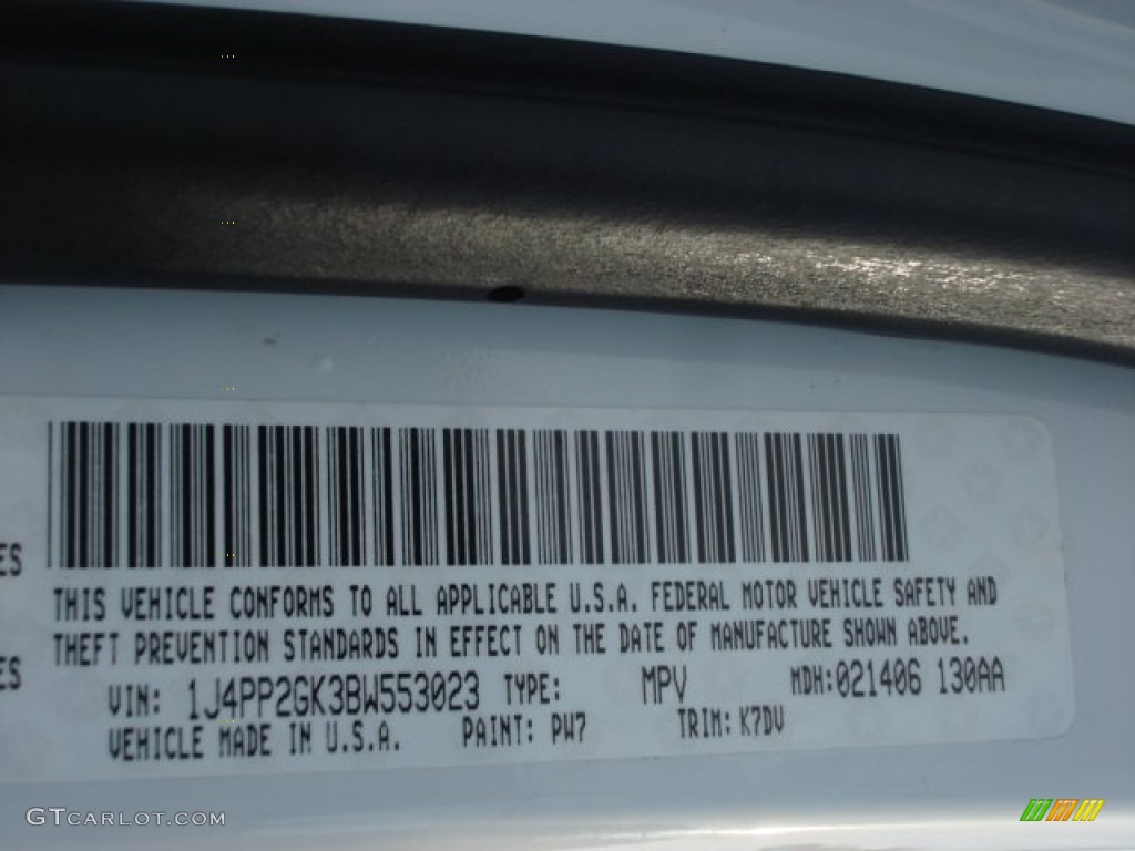 2011 Liberty Color Code PW7 for Bright White Photo #66696785