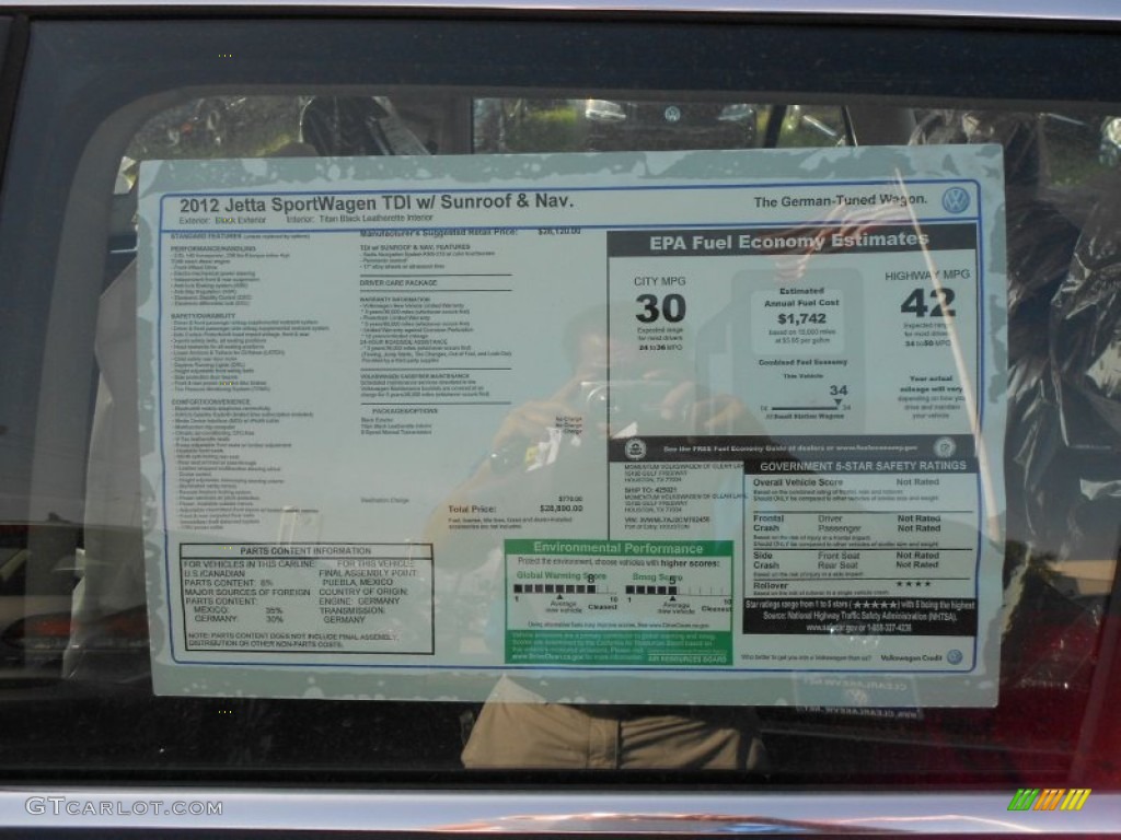 2012 Volkswagen Jetta TDI SportWagen Window Sticker Photo #66702608