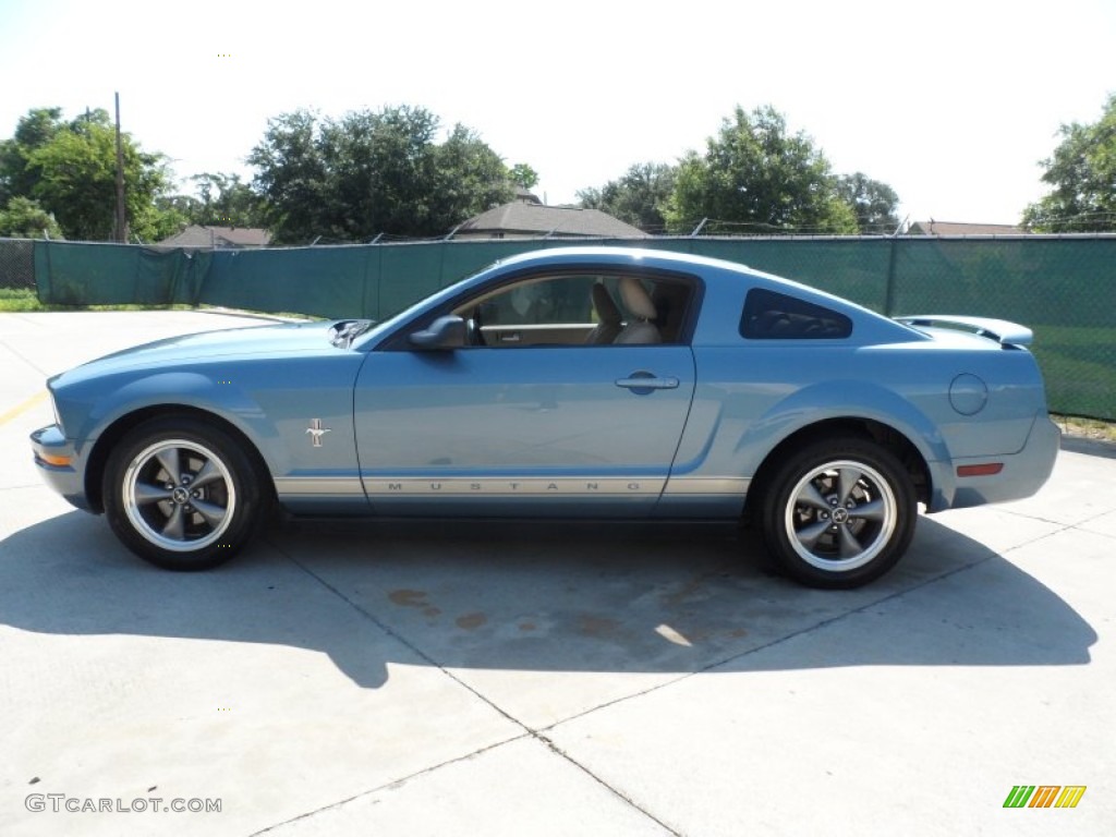 2006 Mustang V6 Premium Coupe - Windveil Blue Metallic / Light Parchment photo #6