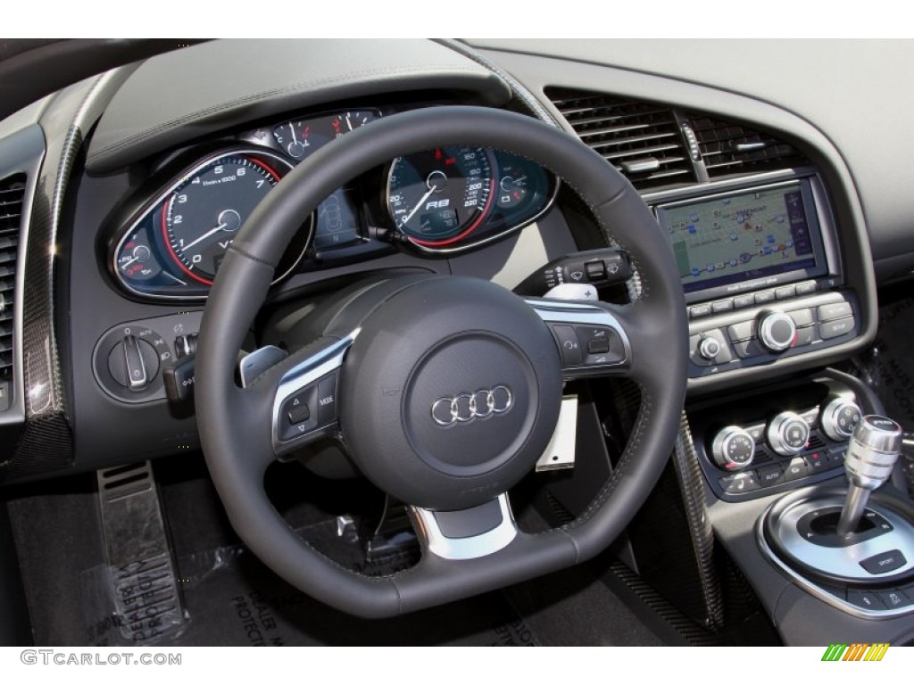 2011 Audi R8 Spyder 5.2 FSI quattro Black Fine Nappa Leather Steering Wheel Photo #66717437