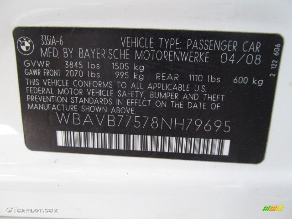 2008 3 Series 335i Sedan - Alpine White / Beige photo #48