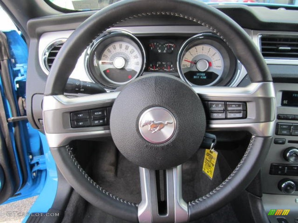 2012 Ford Mustang V6 Premium Convertible Charcoal Black Steering Wheel Photo #66724661