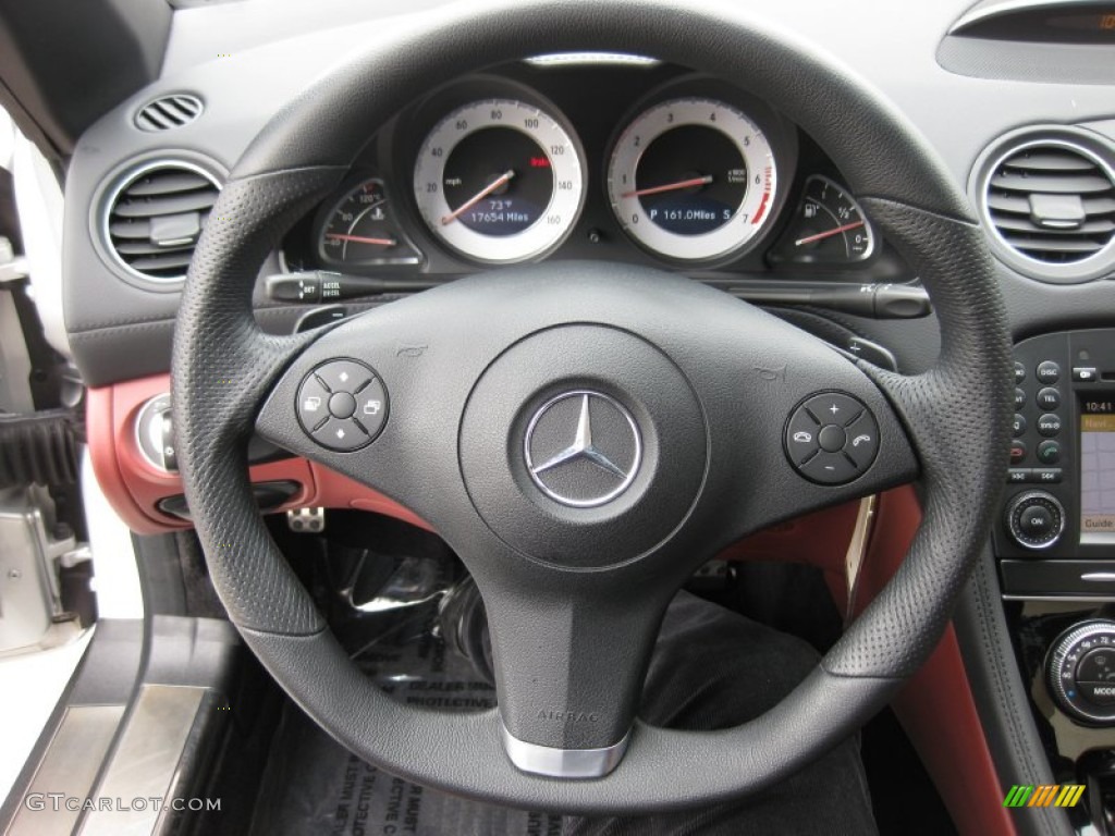 2009 Mercedes-Benz SL 550 Silver Arrow Edition Roadster Red Steering Wheel Photo #66731927