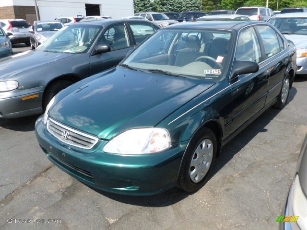 1999 Civic LX Sedan - Clover Green Pearl / Beige photo #3
