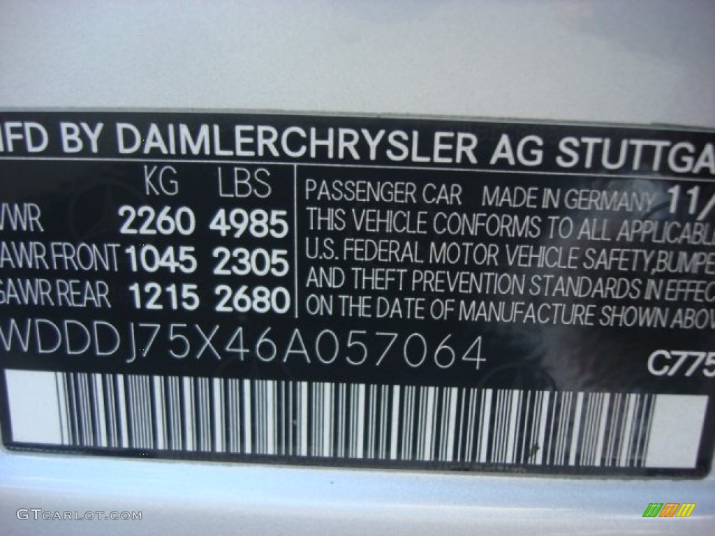 2006 CLS Color Code 775 for Iridium Silver Metallic Photo #66743779