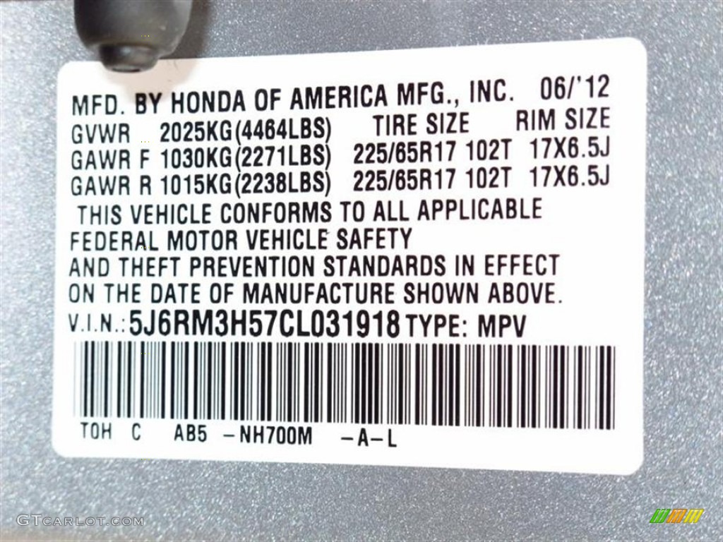 2012 Honda CR-V EX Parts Photos