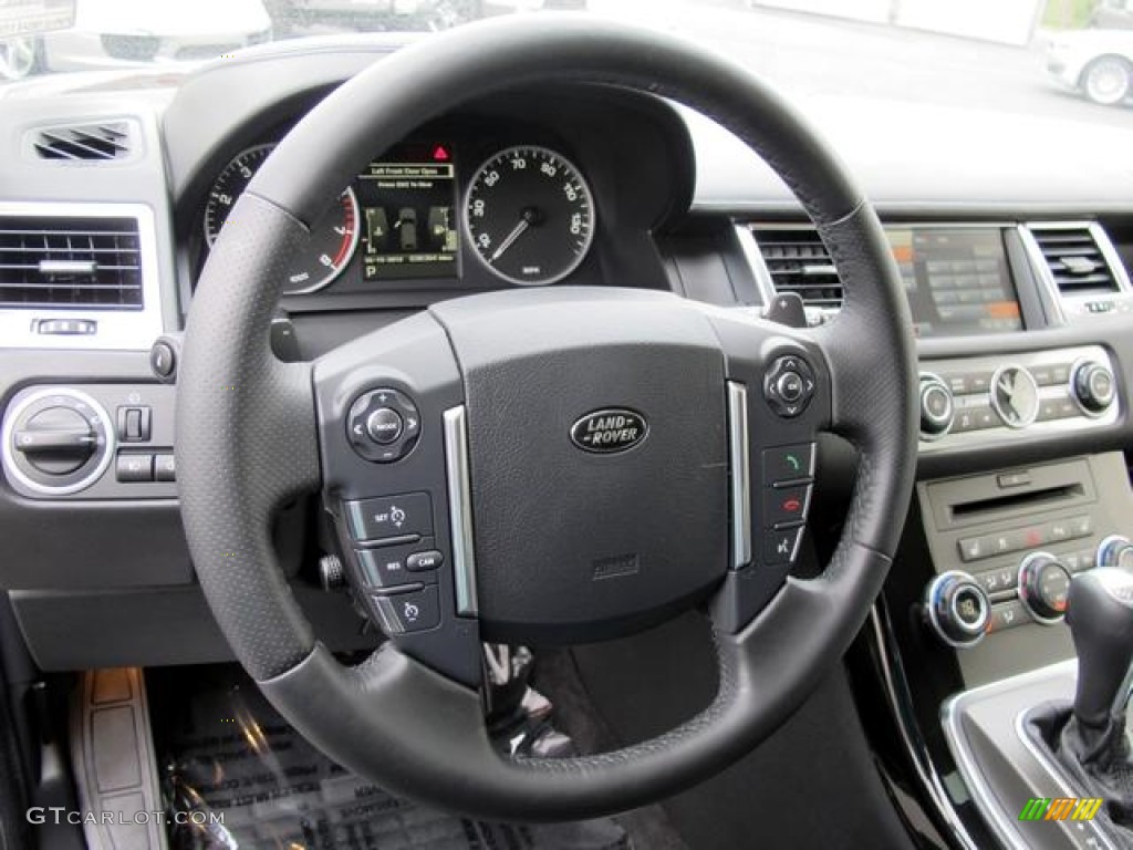 2010 Land Rover Range Rover Sport Supercharged Ebony/Lunar Stitching Steering Wheel Photo #66758492
