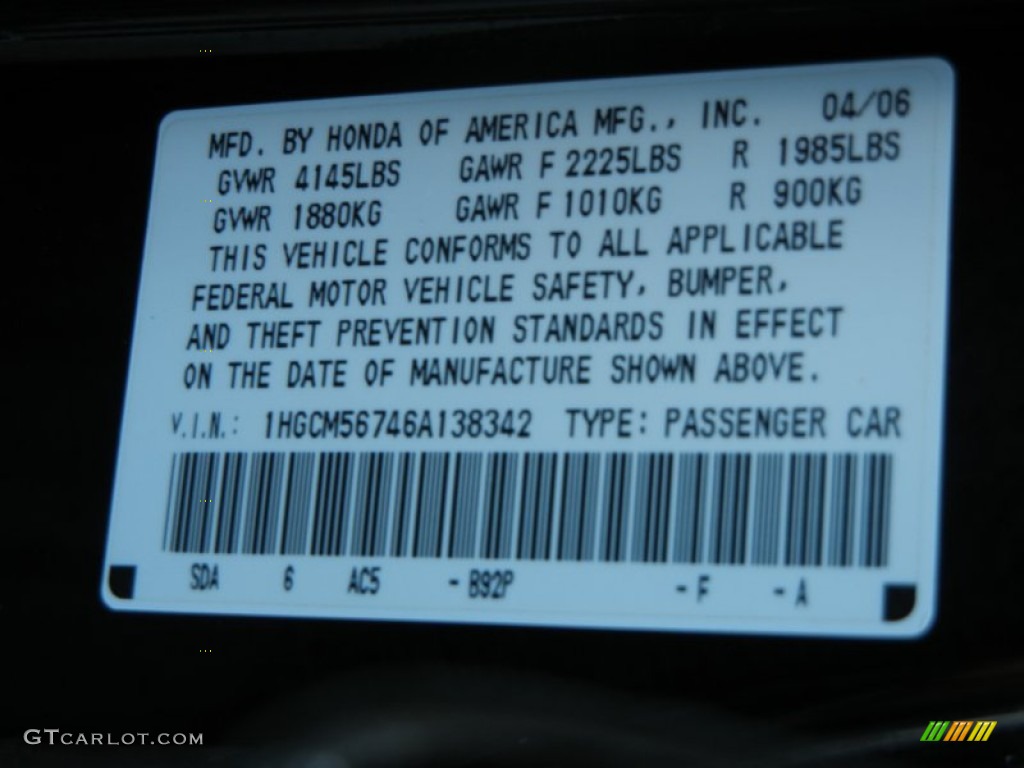 2006 Accord EX Sedan - Nighthawk Black Pearl / Black photo #9