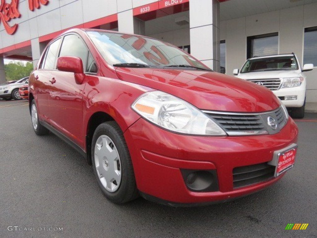 2009 Versa 1.8 SL Sedan - Red Alert / Charcoal photo #1