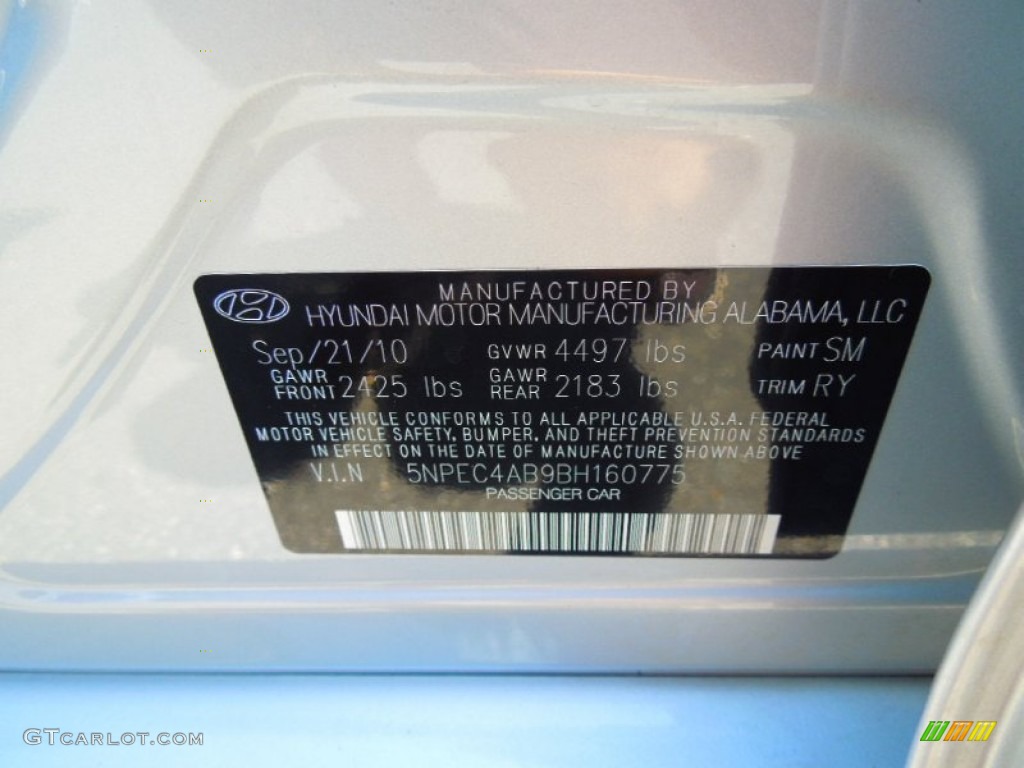 2011 Sonata Limited 2.0T - Radiant Silver / Black photo #7