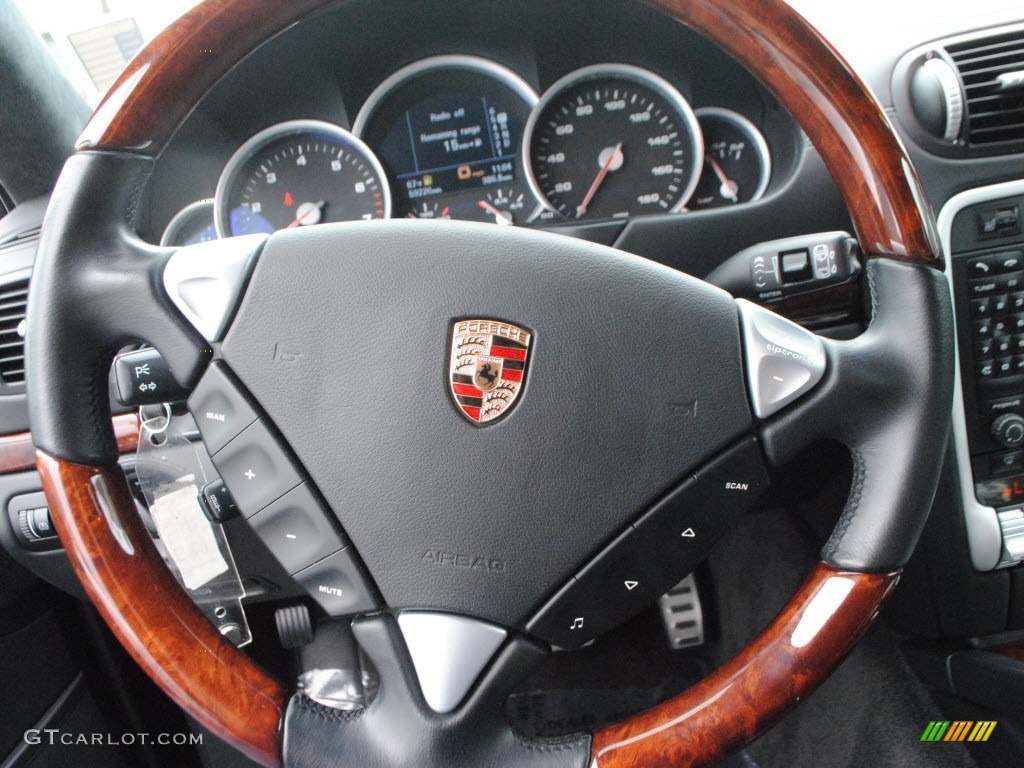 2008 Porsche Cayenne Turbo Black Steering Wheel Photo #66766373