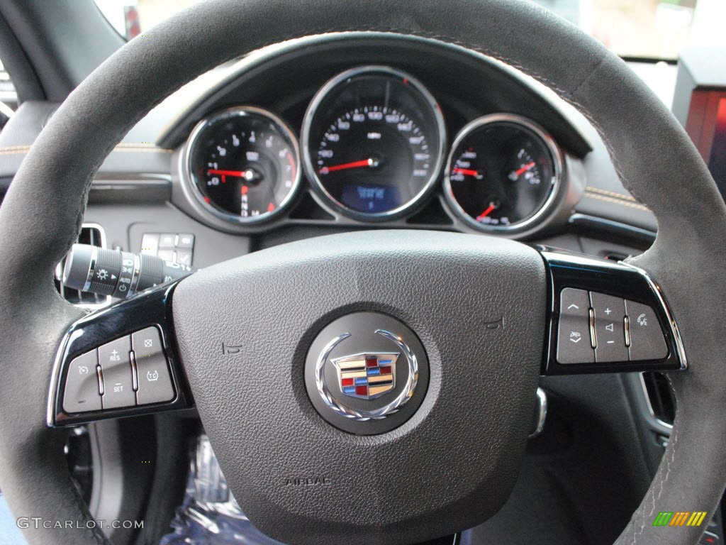 2011 Cadillac CTS -V Coupe Black Diamond Edition Ebony/Saffron Steering Wheel Photo #66766514