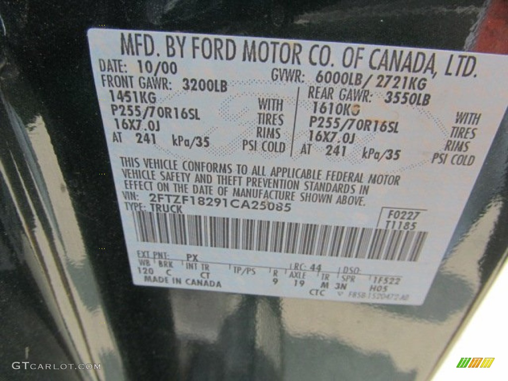 2001 F150 Color Code PX for Dark Highland Green Metallic Photo #66783056