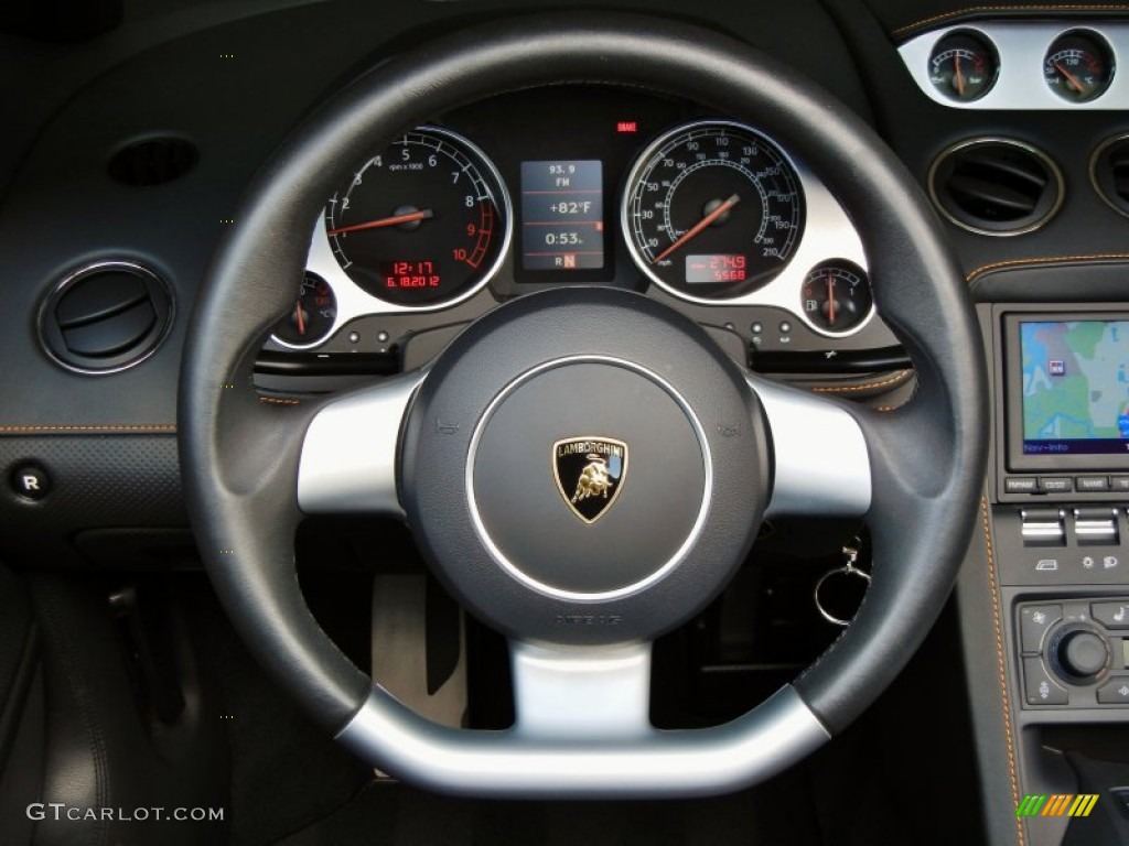 2008 Lamborghini Gallardo Spyder E-Gear Nero Perseus Steering Wheel Photo #66791562