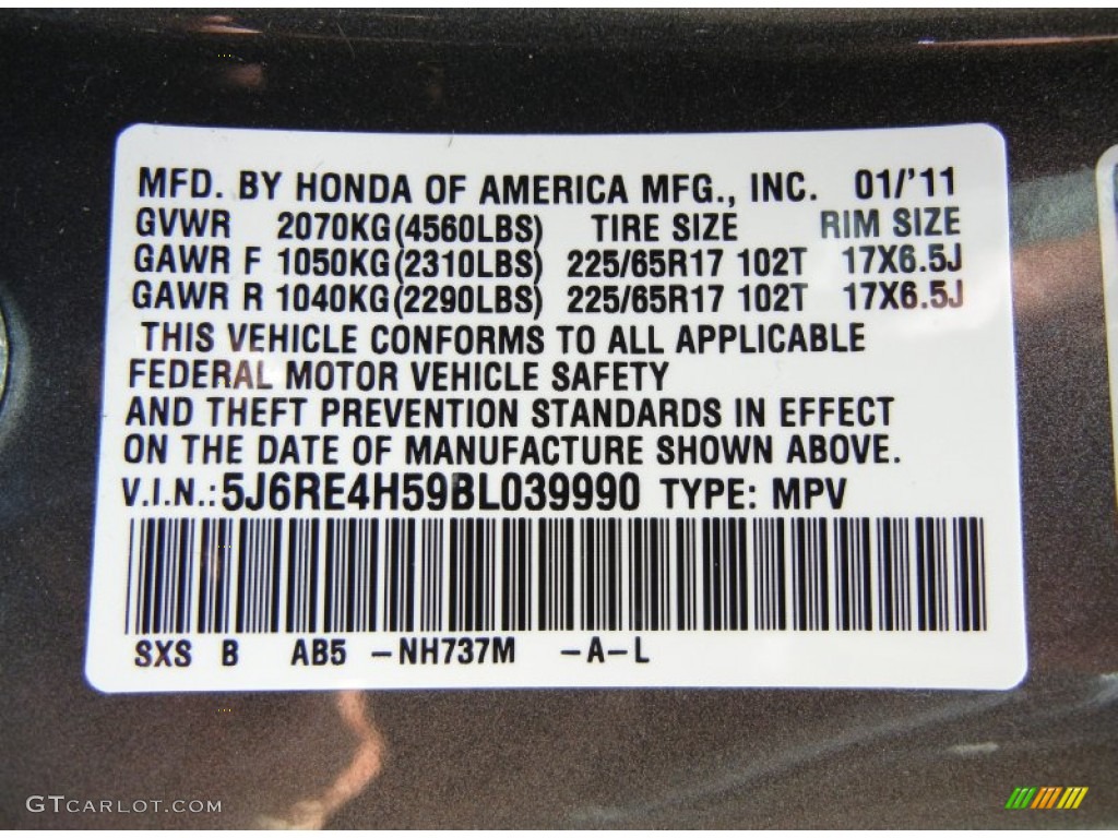 2011 CR-V EX 4WD - Polished Metal Metallic / Black photo #27