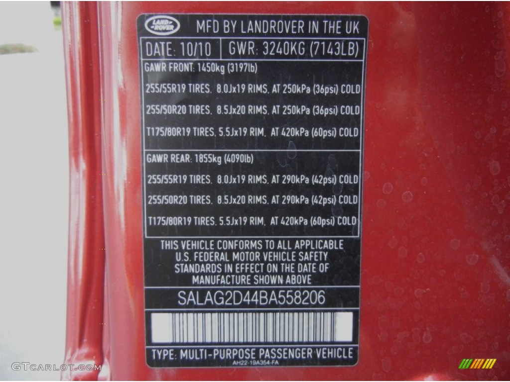 2011 Land Rover LR4 HSE Info Tag Photo #66792943