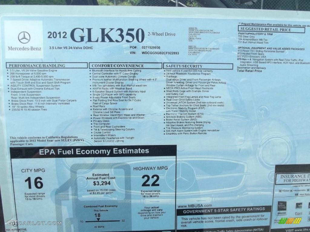 2012 GLK 350 - Steel Grey Metallic / Almond/Black photo #12