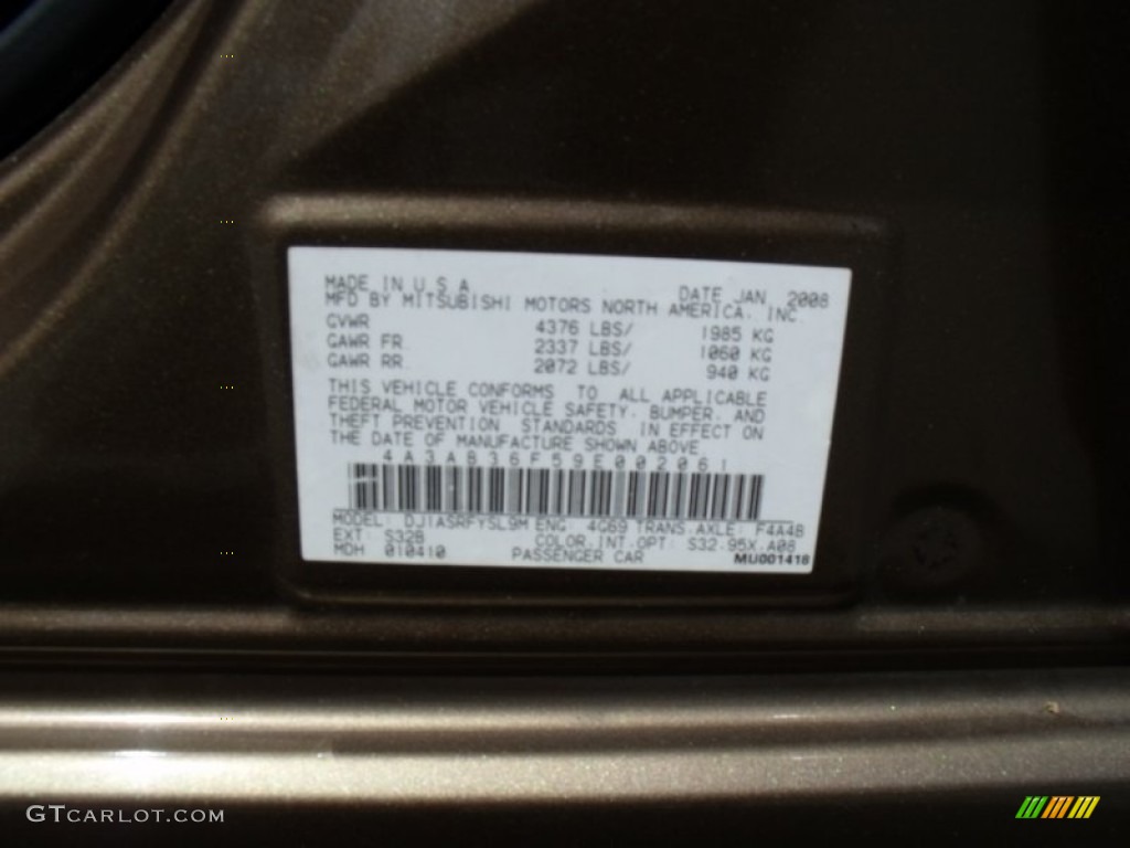 2009 Galant Color Code S32 for Canyon Beige Pearl Photo #66799306